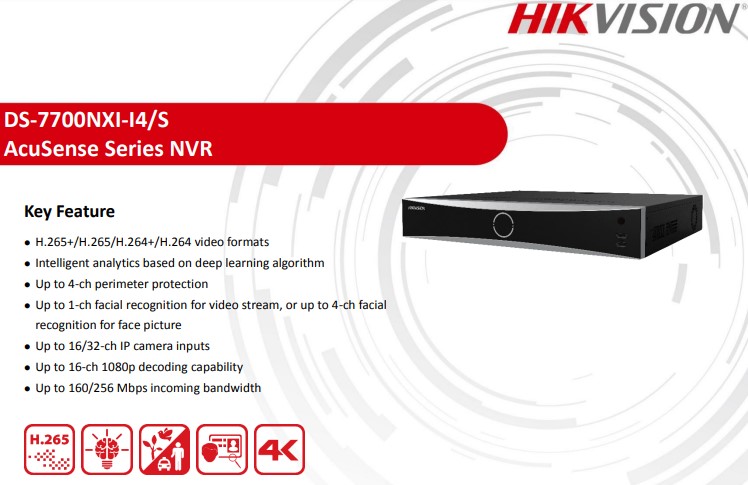 CCTV NVR HIKVISION Acusense DS-7700 Serries